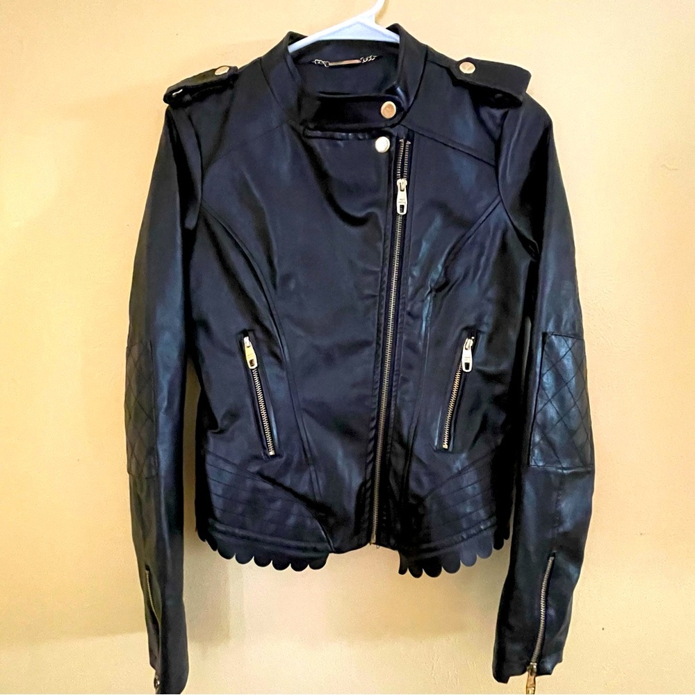 Steve Madden Black Faux Leather Jacket Sz-Small